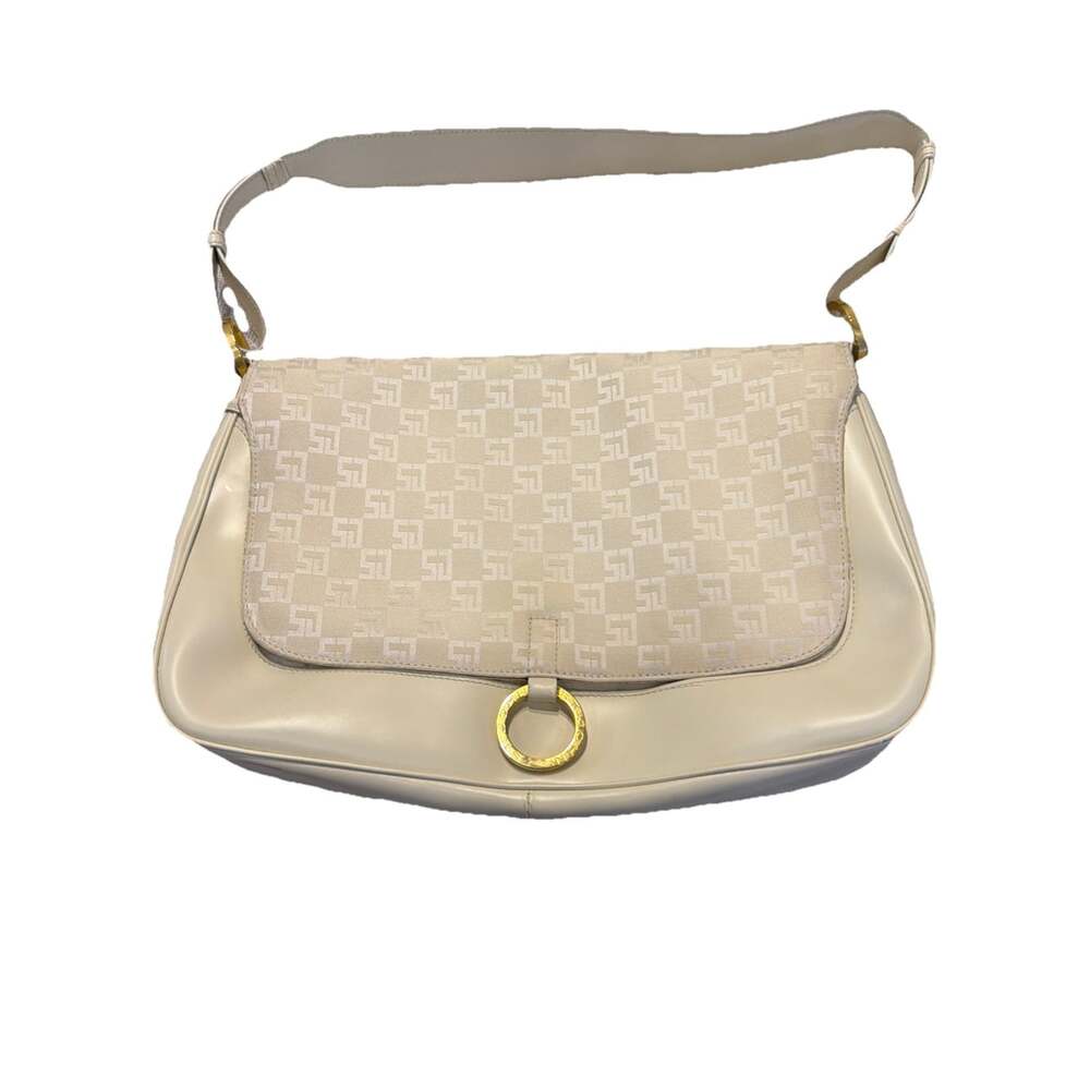 VNTG St. John Ivory Leather 3 Pocket Bag Adjustable Strap Made in Italy !